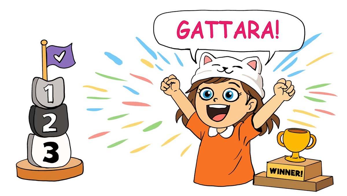 The first player to reach the required score based on the number of players shouts GATTARA and wins!